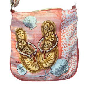 Sun 'N' Sand Canvas Crossbody Bag With Tags Designed By Paul Brent